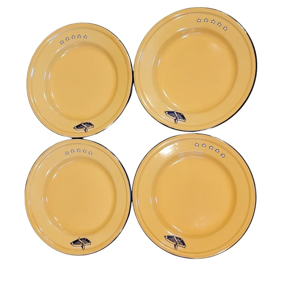 Vintage TAIPRO Enamelware Dinnerware Plates Retro Camping‎ RV Beach